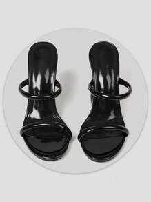 Morso Sandals For Women Shark Teeth Design High Heels Tiger Teeth Heeled Sandals Open Round Toe Slip On Strap Sandal Party Concert Outdoor Easter Gifts Spring Summer Dressy Womens Black Heels Shoes - 黑色 - 查看 3