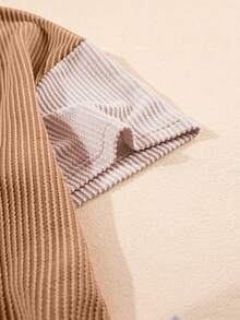 Acelitt Summer Women's Multi-Color Patchwork Color Block Texture Striped Round Neck Casual Short Sleeved T-Shirt