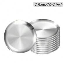 10 件装不锈钢韩式烧烤盘，圆形餐盘，适用于自助餐、甜点、开胃菜