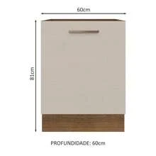 Gabinete Bajo Cocina Madesa Agata 60cm 1 Puerta Sin Tablero Color Marrón/crema - Marrón y Crema - Ver 2