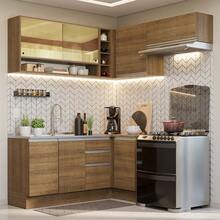 Cocina Integral Esquinera 349cm Glamy Madesa 06 - Marrón - Ver 1