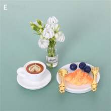 10pcs/Set Realistic Flower Vase, Coffee Cup, Bread Knife & Fork Model, Casual Miniature Creative Scene Props - Multicolor - View 10