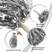 1 Pair Metal Foil Handle Cheerleading Pom Poms, Fluffy Shiny Cheerleading Pompoms With Handle For Sports Dance Party - Multicolor - View 13