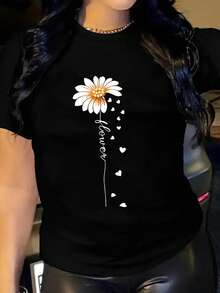 Solid Color Short Sleeve Casual Regular T-Shirt For Daily Wear - Black - View 3