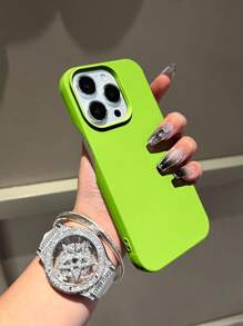 无框纯绿色简约防刮厚手机壳，印花兼容 16/ 16 Pro Max/XR/7/8/ 15 Pro Max/12 Pro Max/13 Pro Max/14 Pro Max 13 14 11 12 P14 女款 P11 软壳 P12 防震 XS.XR/78P.78GES 手机壳防摔防水 - 薄荷綠 - 查看 4