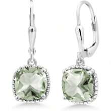 Leverback Drop Dangle Earrings For Women | 8MM Cushion Gemstone Birthstone | 925 Sterling Silver | Fine Jewelry Gifts For Her Mom Women Wife-WCZ - Multicolor - View 1