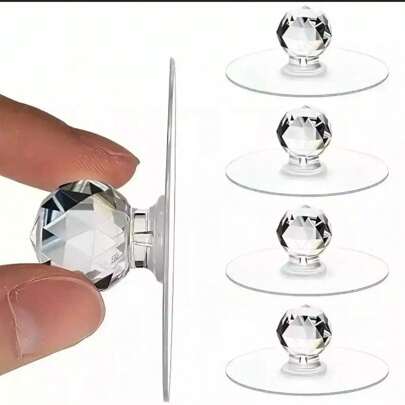 Puxador De Cristal Auto-Adesivos Para Tampa Sanitária Moveis Gaveta Sem Furos Em Forma De Acrílico