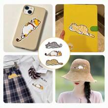 Set de 3 parches bordados con gatos grandes y adorables, parches bordados autoadhesivos de felpa para usar en ropa, sombreros, chaquetas, DIY prendas y bolsos, accesorios con gatos - 3 artículos - Ver 2