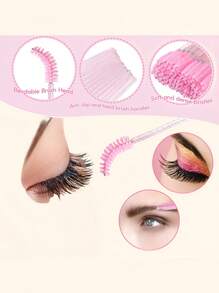 Kit de Extensão de Cílios com Escova Descartável Microswab, Escova de Cílios, Escova de Lábios, Aplicador de Máscara de Cílios, Kit de Beleza com Varetas (Preto) - Beleza e Cuidados Pessoais 100/300/450 peças