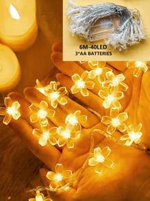 1 dây đèn LED hình hoa anh đào dài 1.5m/3 mét/6m trang trí phòng - Sử dụng pin, trang trí nhà cửa cho phòng ngủ, tường, đám cưới, sinh nhật, Ngày của Mẹ, phòng khách, tiệc tùng, lễ hội, đèn cổ tích trang trí trong nhà. - Trong sáng - Xem 15