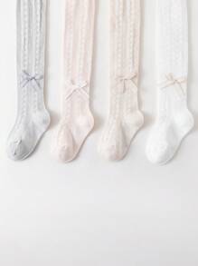 1pc Girls Bowknot Solid Leggings, Breathable Mesh Tights, Suitable For Daily Wear With Skirts And Shoes, Spring/Summer - Multicolor - View 10