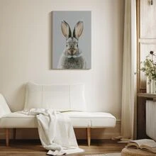 1pc Framed Canvas Poster, Bunny Animal Wildlife Wall Art Canvas Paintings, Ideal Gift For Bedroom Living Room Corridor, Wall Art, Room Decoration