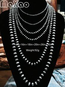 高品质手工珍珠项链,复古波西米亚西部风格,适合女性佩戴,可叠戴,不易褪色,适合休闲外出或聚会,现在就购买,为您的珠宝柜增添光彩吧! - 復古納瓦荷珍珠項鍊 - 查看 10