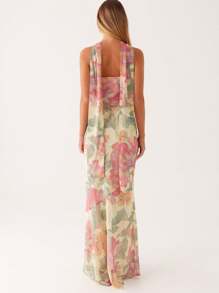 Women Summer Slim Fit Floral Off Shoulder Long Tube Dress With Scarf For Cocktail Parties - Nhiều màu - Xem 3