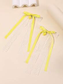 1个/2个装女士时尚优雅简约黄色柠檬吊坠蝴蝶结蕾丝珍珠发夹，适合春夏日常佩戴 - 彩色 - 查看 13