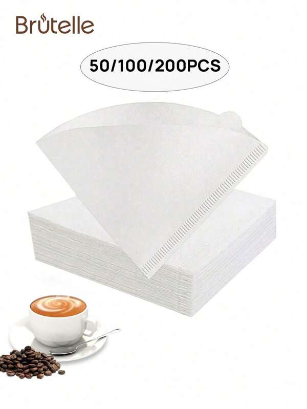 Brutelle Brutelle 1pc V60 Coffee Filter Paper Fan-Shaped Hand Pour-Over Coffee Filter Paper Suitable For V01 And V02 White For Home Office Coffee Corner Travel