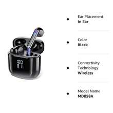 Ordtop Bluetooth Earphone Compatible With Apple Phone, IPad, Laptops, For IOS, Android Users, Gifts For Family, Friends, Mothers, Kids, Birthday, Spring, Summer, Boyfriends, Girlfriends, Holiday LED Display Charging Case, Wireless Earphone, Small And Portable, In-Ear Wireless Earphone, Mini Earbuds With Charging Case - Black - View 8