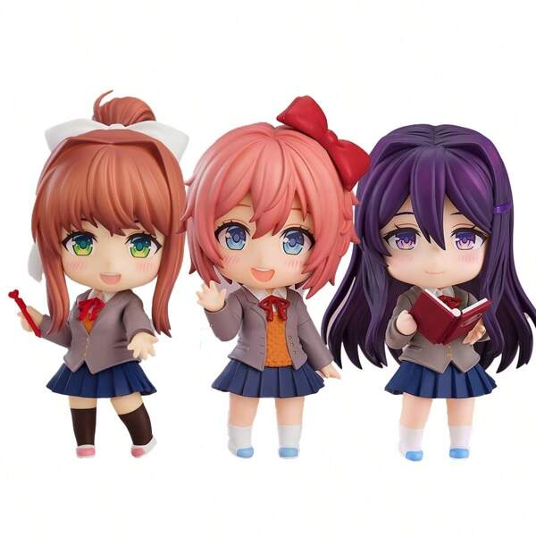 bandai 1PC 10cm/3.93inch Doki Doki Literature Club! Anime Figure Kawaii #1817 Monica #2077 Natsuki Action Figure #2250 Sayori #2283 Yuri Figurine PVC Adult Collectible Model Doll Toys Halloween Christmas Gifts