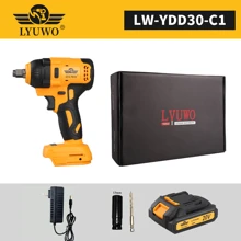 LYUWO LYUWO 21V Electric Tool Rechargeable Lithium Battery Electric Wrench Brushless 420N. M. The Maximum Output Is 520N M. The High Torque Wrench Is Suitable For Car Maintenance And Stage Bracket Maintenance. It Can Rotate Clockwise And Counterclockwise, With Adjustable Speed, Emergency Stop, Rotatable Hole, LED Light, Large Capacity Battery, And Efficient Operation. Gift Parts
