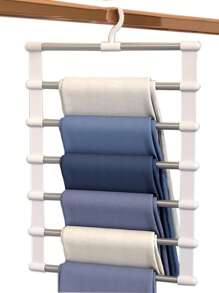 2pcs Stainless Steel Pants Rack, Multi-Layer Seamless Storage Pants Rack, Multifunctional Pants Rack, Cloud Ladder Hanging Pants Folding Pants Rack, Multi-Layer Folding Pants Hanger, Suitable For Wardrobe, Wardrobe Storage And Wardrobe Storage Pants Rack, Anti Slip, Can Store Pants, Jeans, Skirts, Scarves, Leggings