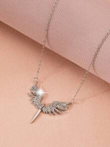 1pc Elegant Stainless Steel Angel Wing Titanium Steel Necklace Pendant, Creative Wing Design Necklace For Women (No Box)