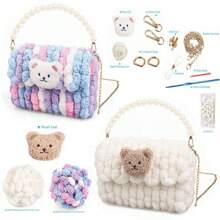 Bolsa DIY, Bolsa de Material Artesanal Infantil, Presente de Aniversário para Meninas - Padrão de Urso Cartoon - Bolsa de Ombro Artesanal DIY - Brinquedos de Desenvolvimento