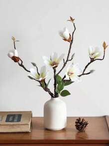 1 件人造木兰，简单塑料假花茎，适用于婚礼、派对、节日装饰、情人节、礼物