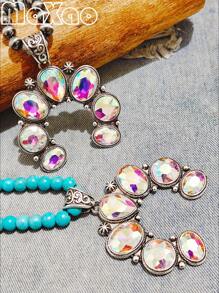 Collar con cuentas de herradura de cristal de colores sobredimensionado para mujeres, adecuado para uso casual