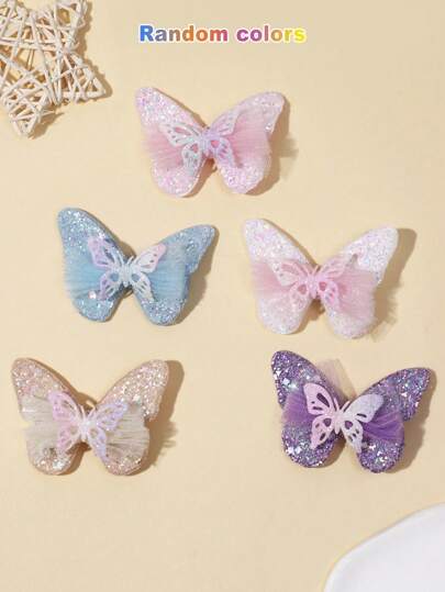 5pcs Lace Butterfly Hair Clips, Suitable For Holidays, Parties, And Daily Wear