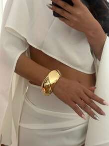 Exaggerated Multi-Layer Wide Bangle Bracelets, Minimalist Fashion, Casual For Daily Wear - Gold - View 12