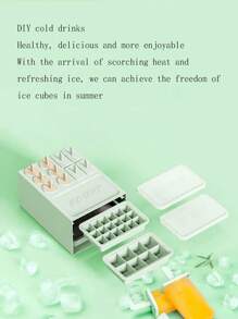 1 Set Of Ice Cube Molds DIY Homemade Ice Cream Molds, Ice Stick Molds, Frozen Ice Cubes Three In One Set Of Ice Grid Ice Making Molds - Green - View 6