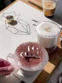 16 Peças Kit de Stencils de Café, Stencils de Arte em Cappuccino, Latte e Espuma de Leite para Barista, Ferramentas de Decoração de Bolo de Plástico para Café, Dia dos Namorados, Festa, Reunião e Volta às Aulas - Multicolorido - Visão 5