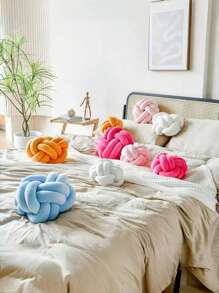 1 pièce Oreiller sphérique, coussin rond asymétrique tricoté, coussin décoratif doux de printemps pour la maison, convient pour la chambre, le canapé et le lit, cadeau idéal pour la famille et les amis - blanc