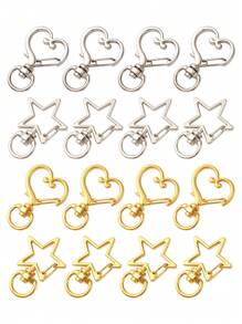 20 Pcs 4 Styles Heart/Star Alloy Swivel Clasps, Lanyard Push Gate Snap Clasps For Key Chain DIY Making