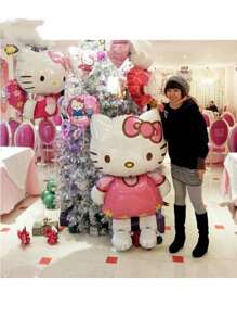 Sanrio 1 pezzo, 116cm Palloncino grande a forma di Kitty tridimensionale in lamina di alluminio per festa di compleanno, decorazioni per feste, forniture per feste a tema Hello Kitty