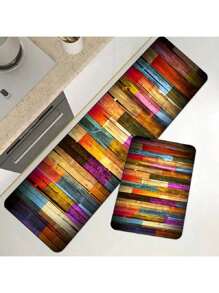 1pc Colorful Geometric Printed Kitchen Mat, Anti-Skid & Washable Rug Suitable For Entrance, Kitchen, Game Room, Dormitory, Teen Room Decoration, Home Kitchen Decor. Beautify Your Room With This Beautiful Colorful Geometric Rug!