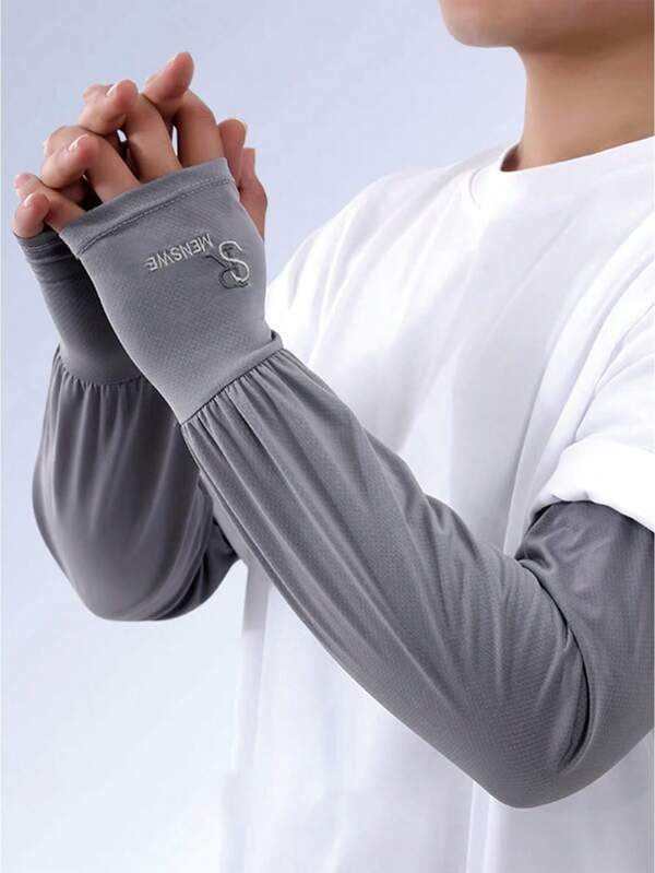 1 paar Unisex ademende Ice Silk UV-beschermingsarmmouwen, losse pasvorm voor buitensporten, fietsen, autorijden, zomer