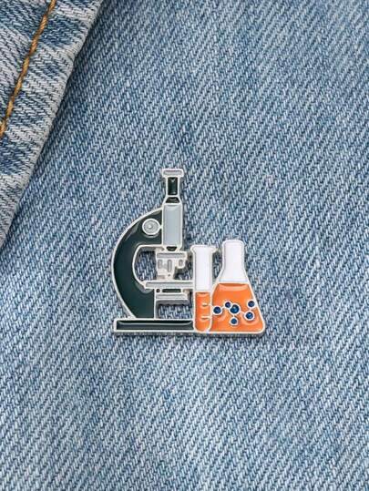 1pc Microscope Shaped Zinc Alloy Oil Drop Brooch Suitable For Daily Wear Dress Accessories Pin For Clothes Bag Charm School Office Accessories Shirts Jacket Jewelry Christmas Halloween Clothes Pin Funny Cute Teacher Gifts Costume Accessories Bag Charms