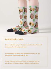 1 双定制脸部设计儿童中筒袜，个性化青少年袜子，带照片，为男孩和女孩定制有趣的图片，适合日常穿着、节日、生日礼物和其他场合