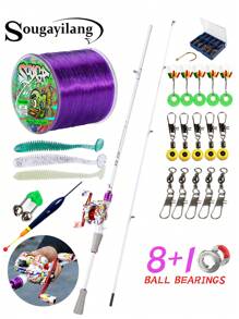 SOUGAYILANG 2-Section 1.8m/5.9FT Ultralight Carbon Fiber Fishing Rod & Baitcasting Reel Combo 7.2:1 Gear Ratio Fishing Reel With Fishing Line Fishing Accessories Fishing Gear Perfect For Freshwater Perch, Trout, Pike & Walleye (Fishing Line Specification Random)