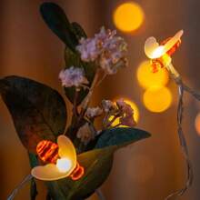 1pack 10/20/30/40 LED Little Bee String Lights Fairy Atmosphere Indoor Wall Decorative Lamp Battery Powered Suitable For Home Garden Living Room Bedroom Wedding Birthday Holiday Party Tree Decoration(Warm White)