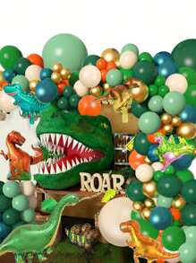 132pcs/Set Jungle Dinosaur Theme Balloons, Forest Party Decorations, Birthday Party Decors, Festival Decorations, Home Decors, Atmosphere Background, Indoor & Outdoor Decors, Back To School Valentine Day - Multicolor - View 6
