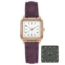 Square Ladies' Luminous Watch Simple & Delicate Women's Quartz Watch Women's Fashionable Simple Square Dial Wristwatch With Numerical Markers And Leather Strap Suitable For Daily Wear And Suitable For Birthday Gift, Anniversary Gift