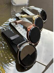 Women's Round LED Digital Watch, Black Silver Gold Rose - Black - View 3