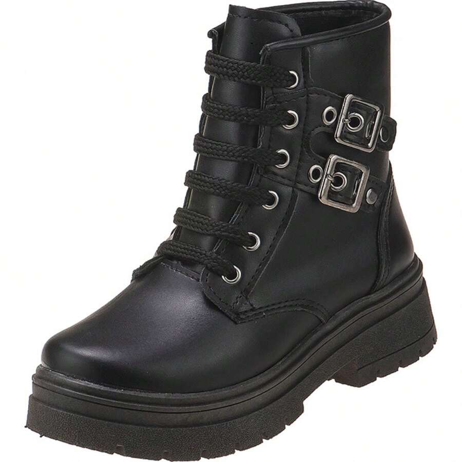 Comfortable Stilo Pink Blogger Girl's Combat Boot-2614 - màu đen - Xem 1