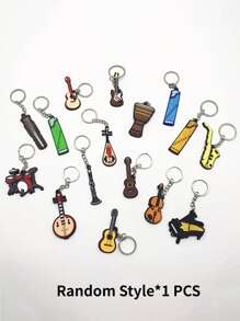 1 件软 PVC 乐器钥匙扣，逼真的吉他和小提琴设计创意钥匙圈音乐装饰、音乐、小提琴、钢琴 - 軟膠樂器鑰匙扣 - 查看 18