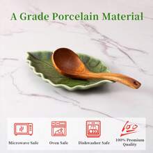 1/2 件陶瓷勺架，适用于炉灶台，可爱绿叶形勺架/勺子架，适用于厨房台面，农舍装饰叶形铲刀架餐具架，母亲节、家居装饰、感恩节、圣诞节礼物 - 彩色 - 查看 5