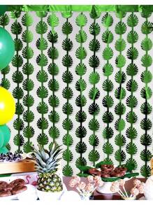 Decoraciones de fiesta tropical de Hawái Guirnalda de hojas de palma verdes de 3.3X6.6 pies, cortinas con flecos de lámina, fondos de escenario con hojas de palma y flecos de lámina, pancarta ideal para fiestas de cumpleaños, luau y de la selva y dinosaurios, perfecta para fiestas de playa y piscina de verano, hawaianas