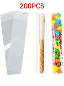 50/100/200pcs Transparent Candy Packaging Bags, Food Bags And Food Boxes, Suitable For Candy, Chocolate, Cookies, Self-Adhesive Bags, Candy Bags, Lollipops, Baking Packaging Bags, Straw Packaging Bags, Household Items - Multicolor - View 13
