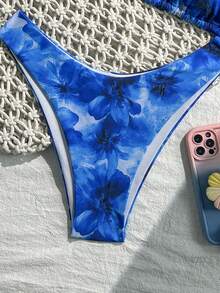 Women's Tropical Print Spaghetti Strap Bikini Two Pieces Set, Suitable For Island Vacation And Photography - Multicolor - View 4